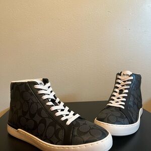 Coach Men’s Line High Top Sneakers Beige and Black Size 10.5